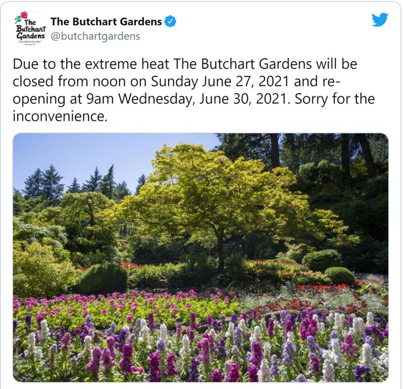 布查特花园透过推特宣布暂时关闭。推特


