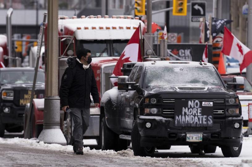 自由车队在渥太华的抗议活动，令当地市民的生活大受影响。星报资料图片
