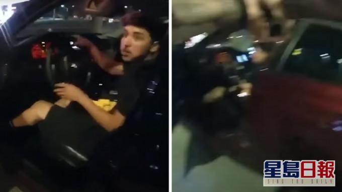 德州圣安东尼奥市一名黑人在车上吃汉堡包时遭警员枪击重伤，涉事警员被革职并已起诉。网上影片截图