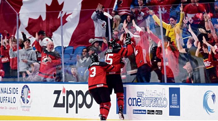 加拿大队25号球员凯鲁，在上届准决赛中庆祝入球。加通社
