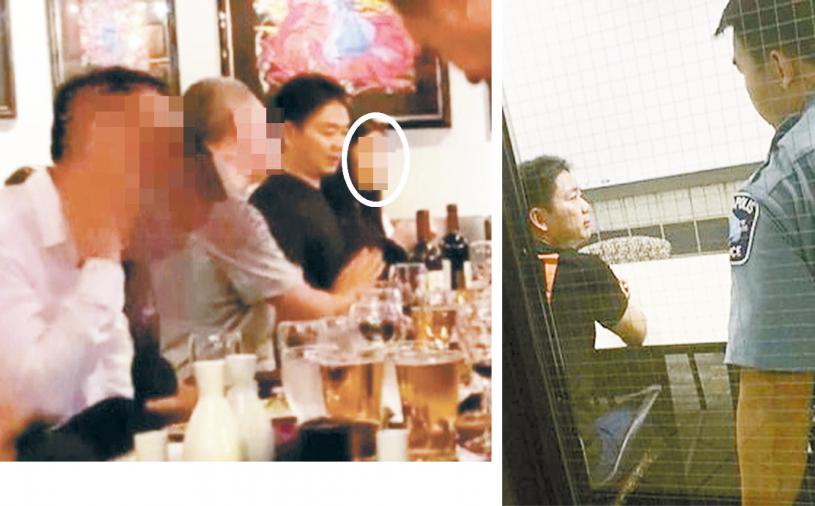 刘强东去年8月在美国明尼苏达州被指在聚会上侵犯女大学生（左），一度被当地警方逮捕（右）。资料图片