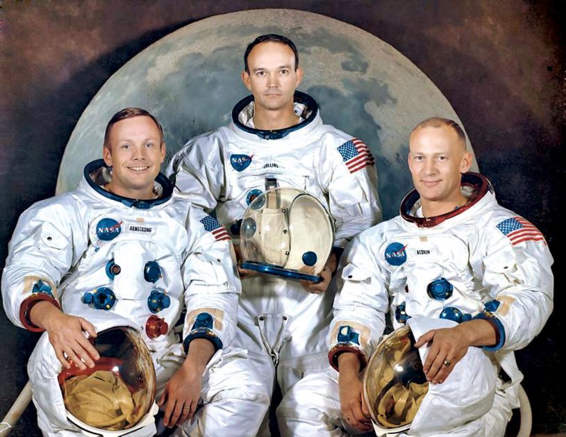 ■首次登月的三雄。左起：杭思朗、哥連斯、艾德寧。網上圖片