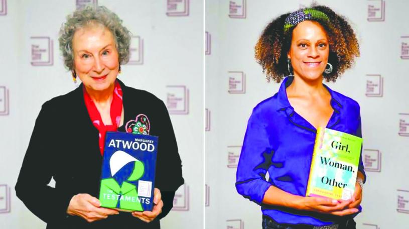 阿特伍德(左)与埃瓦里斯托共同夺得布克奖。Getty Images
