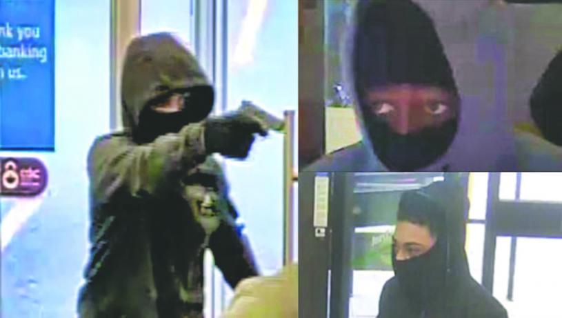 當局懸賞2.5萬元，通緝3名涉嫌搶劫多間銀行案的匪徒。網上圖片