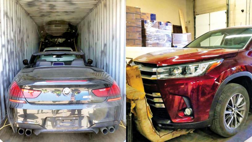 ■在加國境內被扣押的貨櫃廂內，藏有大批失車。約克區警隊