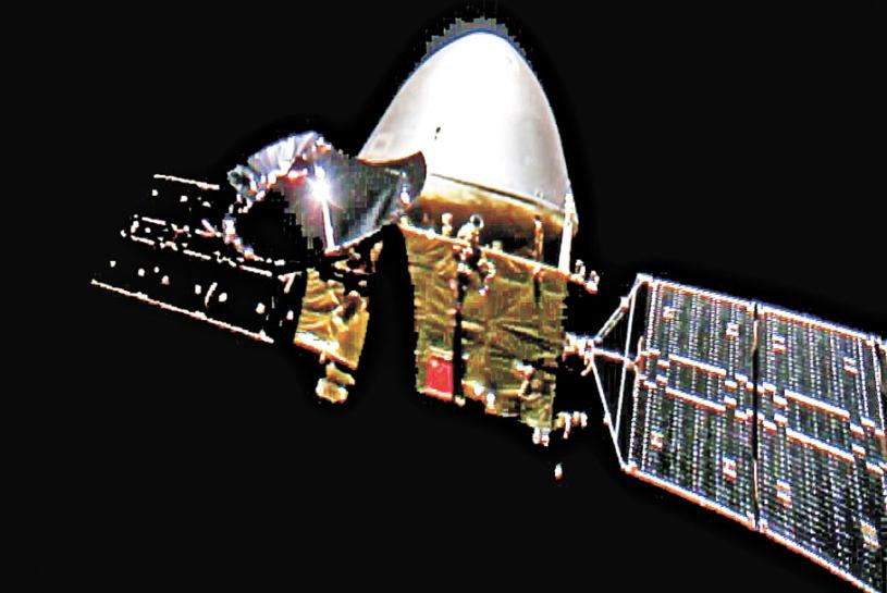 圖為中國國家航天局發布首次火星探測任務「天問一號」的探測器飛行圖像。   新華社資料圖片