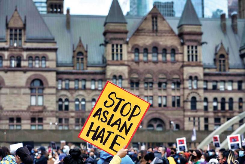 ■今年三月在多倫多舉行的「停止仇恨亞裔」抗議活動。星報資料圖片