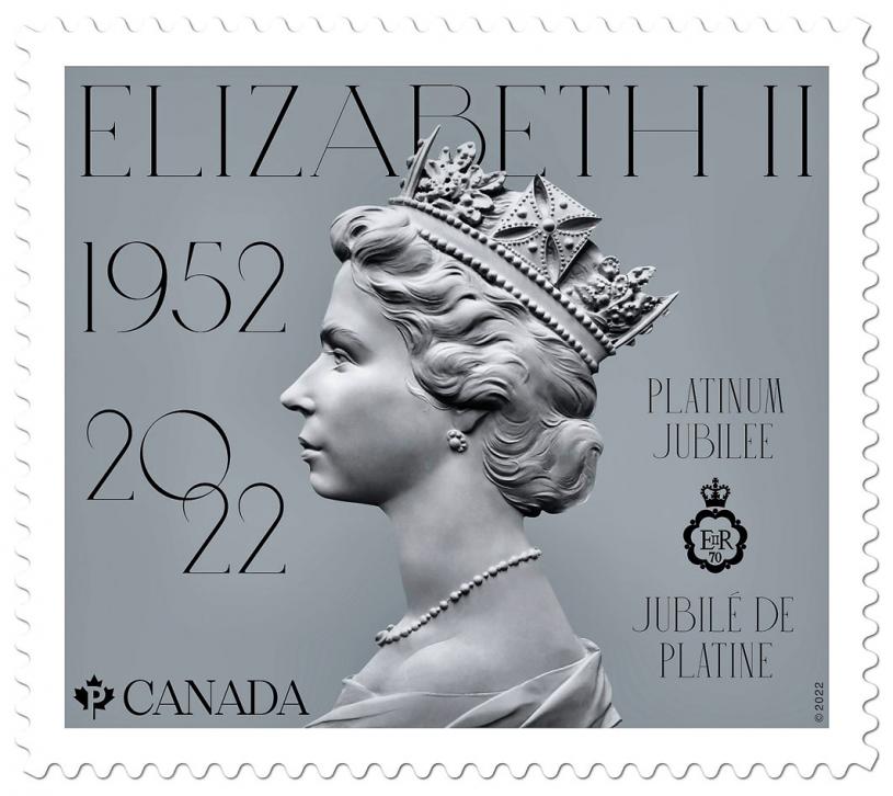 ■女王登基70周年紀念郵票，今天起在加拿大郵務公司官網及各地郵局發售。加拿大郵務公司