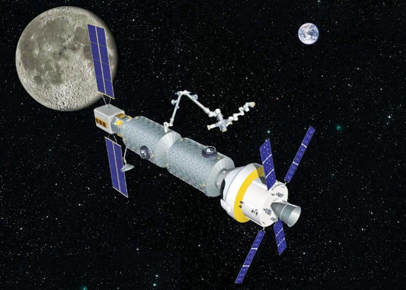 ■这图设想了月球门户空间站的外观，以及由安省的MDA提供的加拿大臂3。MDA