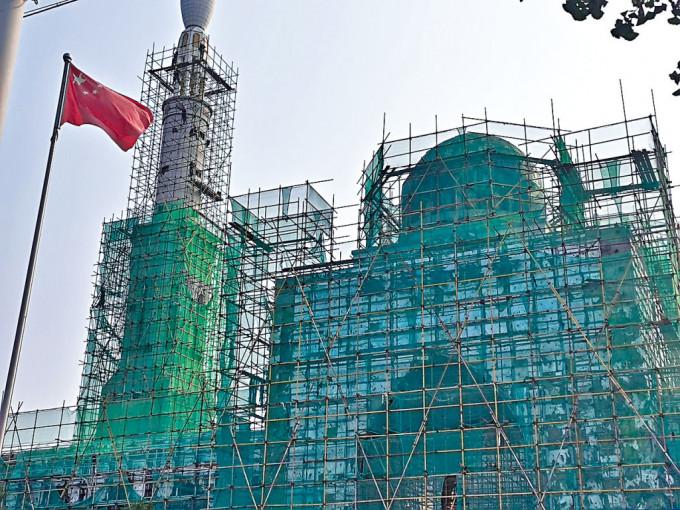 华北最大清真寺 料拆圆顶尖塔