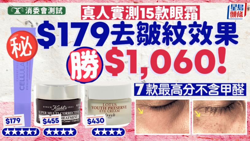 香港消委会眼霜测试｜真人实测15款眼霜 $179去皱纹效果比$1,060好！7款最高分不含甲醛