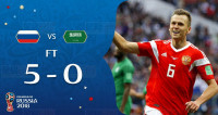 世界盃首場比賽俄羅斯5比0大勝沙特阿拉伯