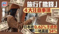 旅行「撳錢」4大注意事項 日本收0.63%手續費 一地高逾24%