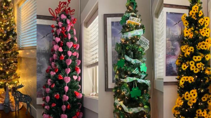 爾詹森會因應不同季節而改裝聖誕樹，令家中全年都有節日氣氛。 爾詹森圖片