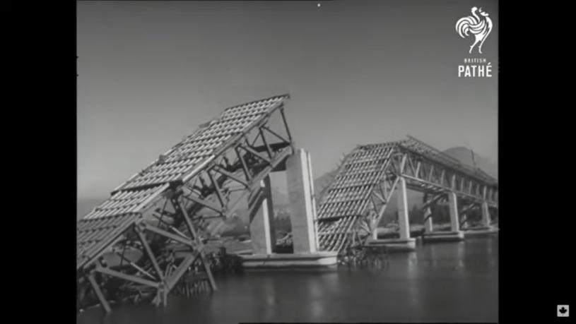 钢铁工人纪念第二海峡桥曾在修建过程中坍塌。Old Canada Series / YouTube