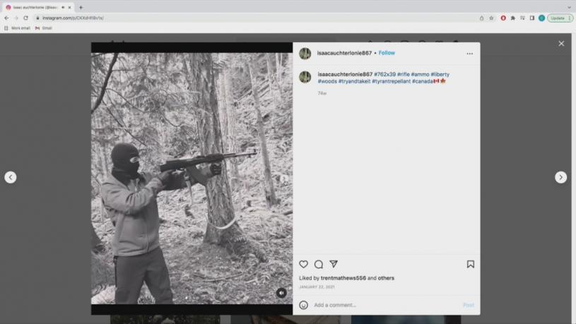 艾薩克·奧赫特洛尼在Instagram張帖開槍的視頻。CTV