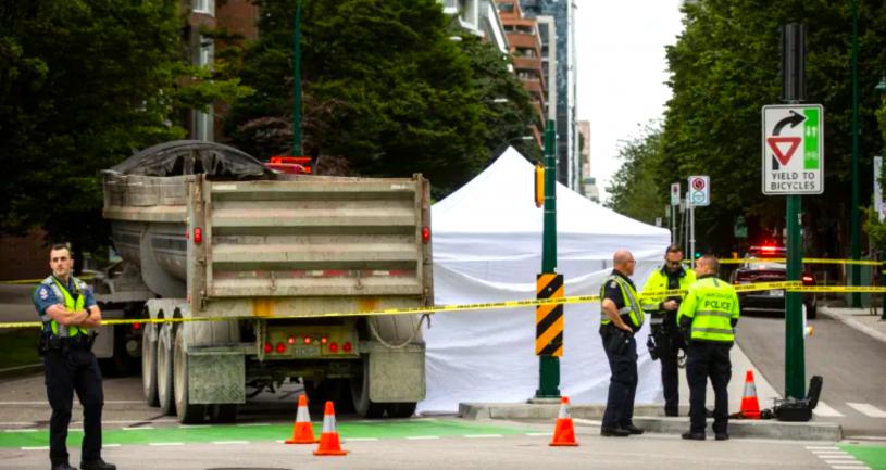 UBC博士生貝爾特蘭周三騎車時不幸被大型貨車撞斃。CBC