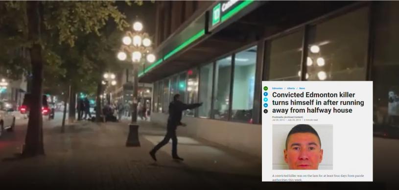 麥卡勒姆用大石頭砸爛TD銀行的玻璃窗。網上圖片