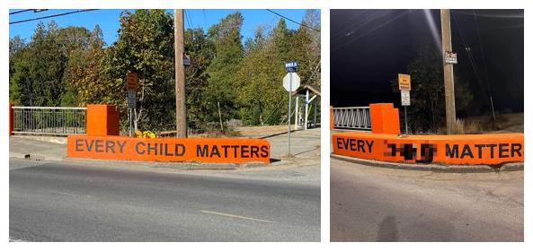 被人涂鸦破坏的大桥。RCMP提供