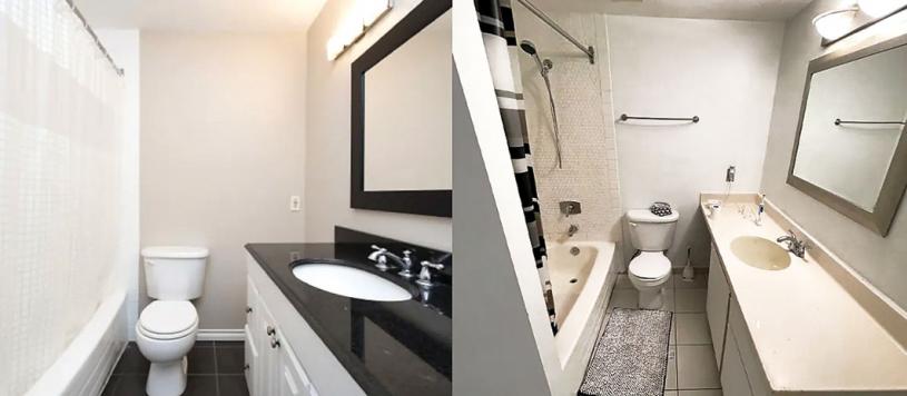 ■Plan A地产公司登出的广告图(左)与实况不符。 Plan A Real Estate Services/CBC