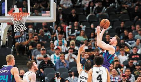 黃蜂18記三分大勝馬刺 海沃德砍41分 黃蜂18記三分大勝馬刺 海沃德砍41分