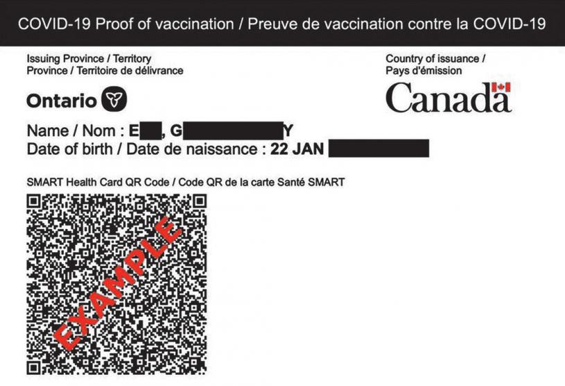 ■安省自昨日起規定採用二維碼疫苗證書。星報
