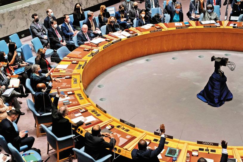 聯合國安理會25日表決譴責俄國入侵烏克蘭的決議。美聯社