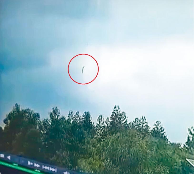 有視頻顯示客機以直插方式(紅圈示)墜落山林。