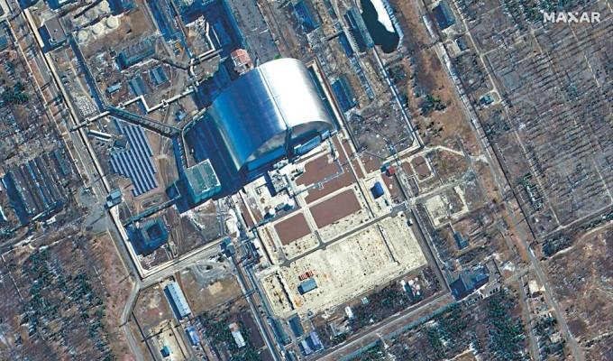 三月十日發放的切爾諾貝爾核電廠衞星圖片。