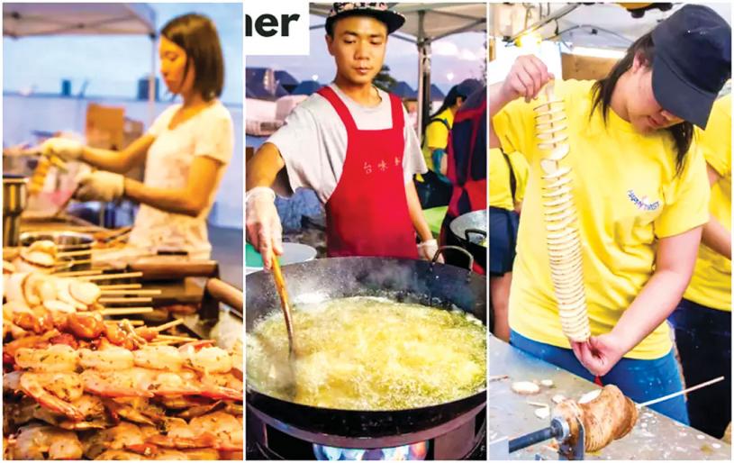 各個攤位會提供各種亞洲街頭小吃。blogTO