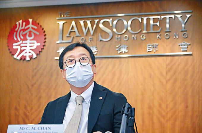律師會會長陳澤銘，確認首次接獲國安處有關律師專業失當的投訴。