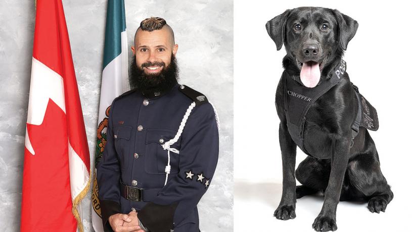 ■警員馬薩斯和以他外號命名的警犬Chopper。警方提供