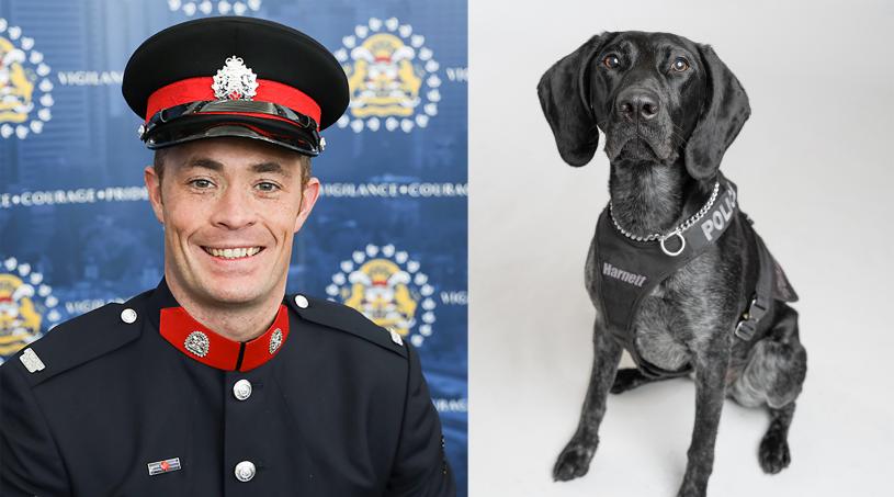 警官哈尼特和以他命名的警犬。警方提供