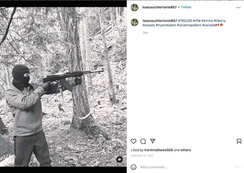 ■艾錫在Instagram發布開槍的視頻，他的帳號現已被刪除。CTV
