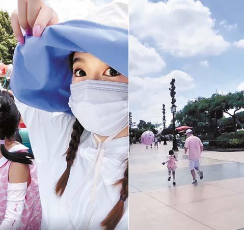 張子萱與陳赫帶著大女兒在迪
士尼玩。 網上圖片
