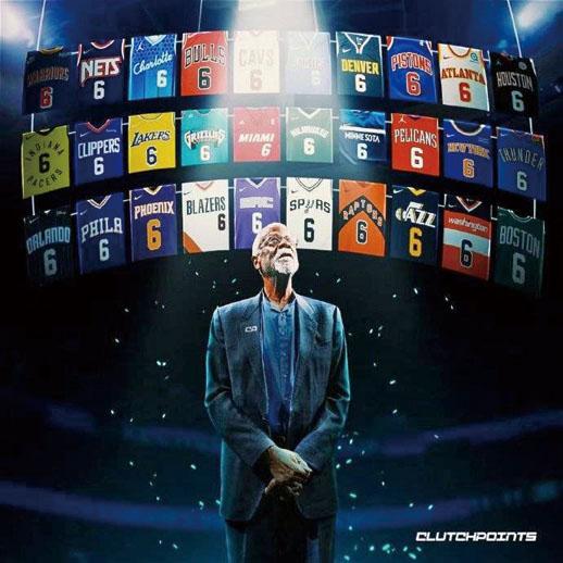 拉塞爾成就彪炳NBA史冊，場內場外皆受敬仰。網上圖片