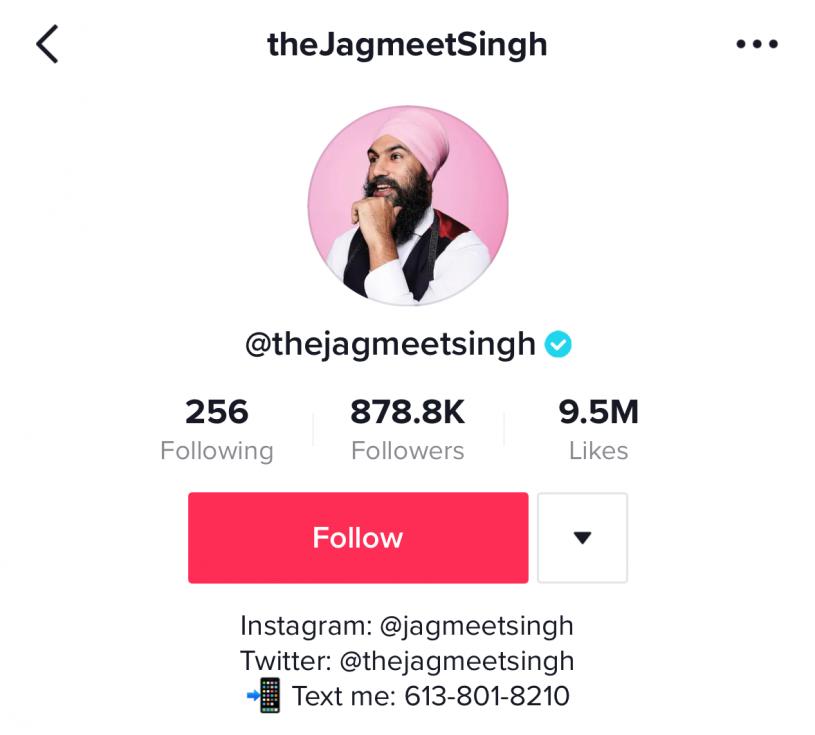 图：驵勉诚（Jagmeet Singh）账户