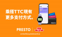 PRESTO 推出於TTC使用扣帳卡和信用卡拍卡付款功能