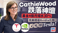 Cathie Wood跌落神壇 基金4個月縮水30% 完美錯過Nvidia升勢 又死撐Tesla