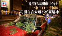黃雨｜香港仔塌樹砸中的士 一家三口一度被困 司機自言大難不死要還神